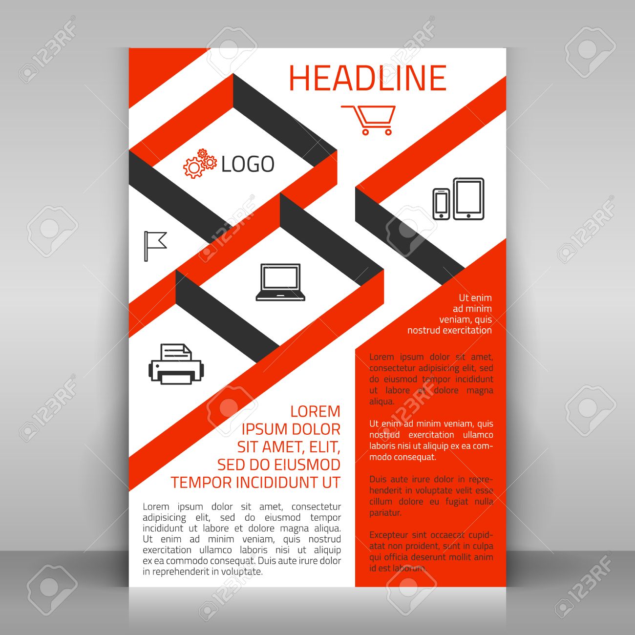 business flyer design poster template vector layout with orange design poster template