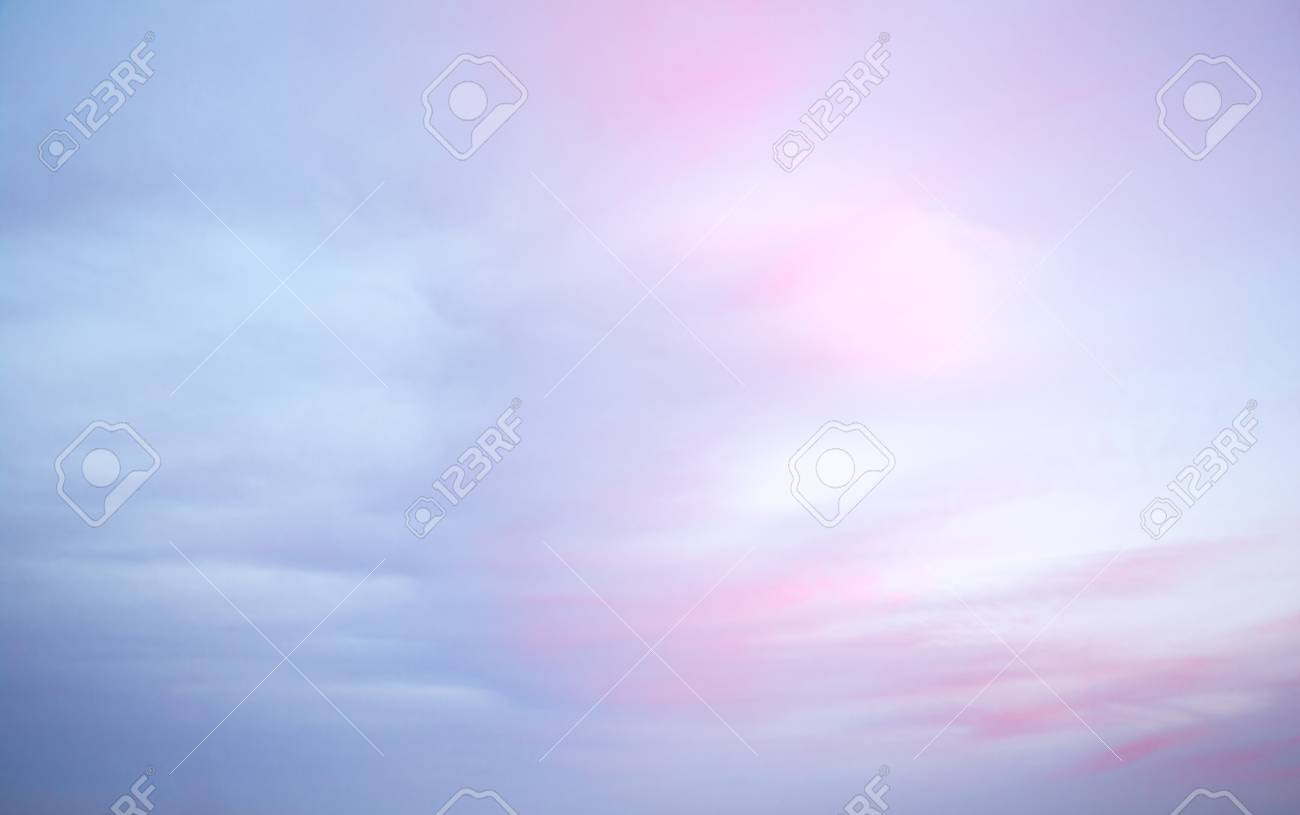 Colorful Dawn Dusk Sky With Pink And Blue Light Clouds