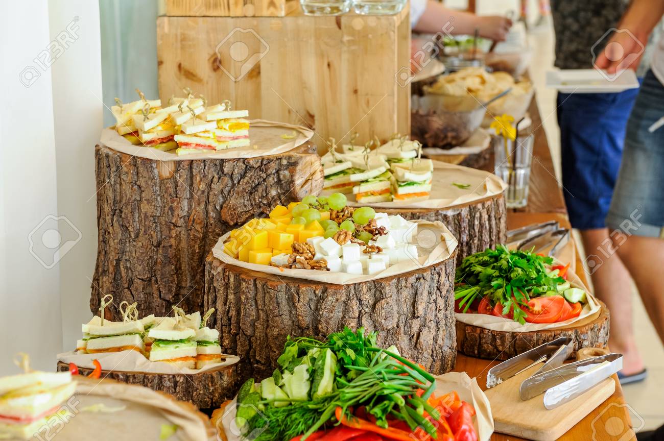 Outside Catering Buffet Table With A Delicious Food For Guests Stock Photo Picture And Royalty Free Image Image 84994386