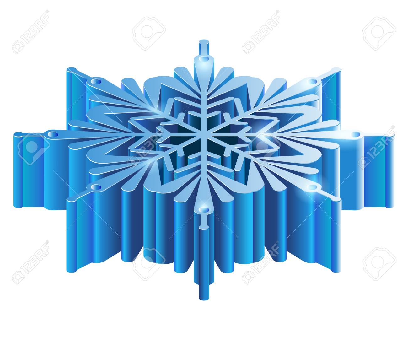 merry christmas isometric 3d snowflake template in blue color 3d snowflake template