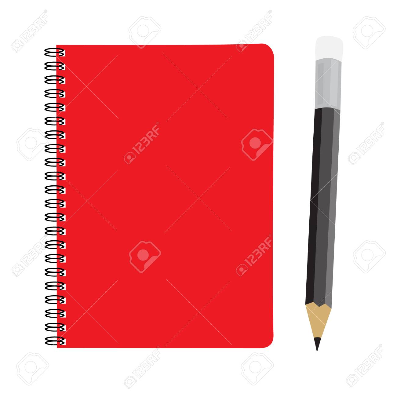 business red note book and pencil set vector illustration royalty