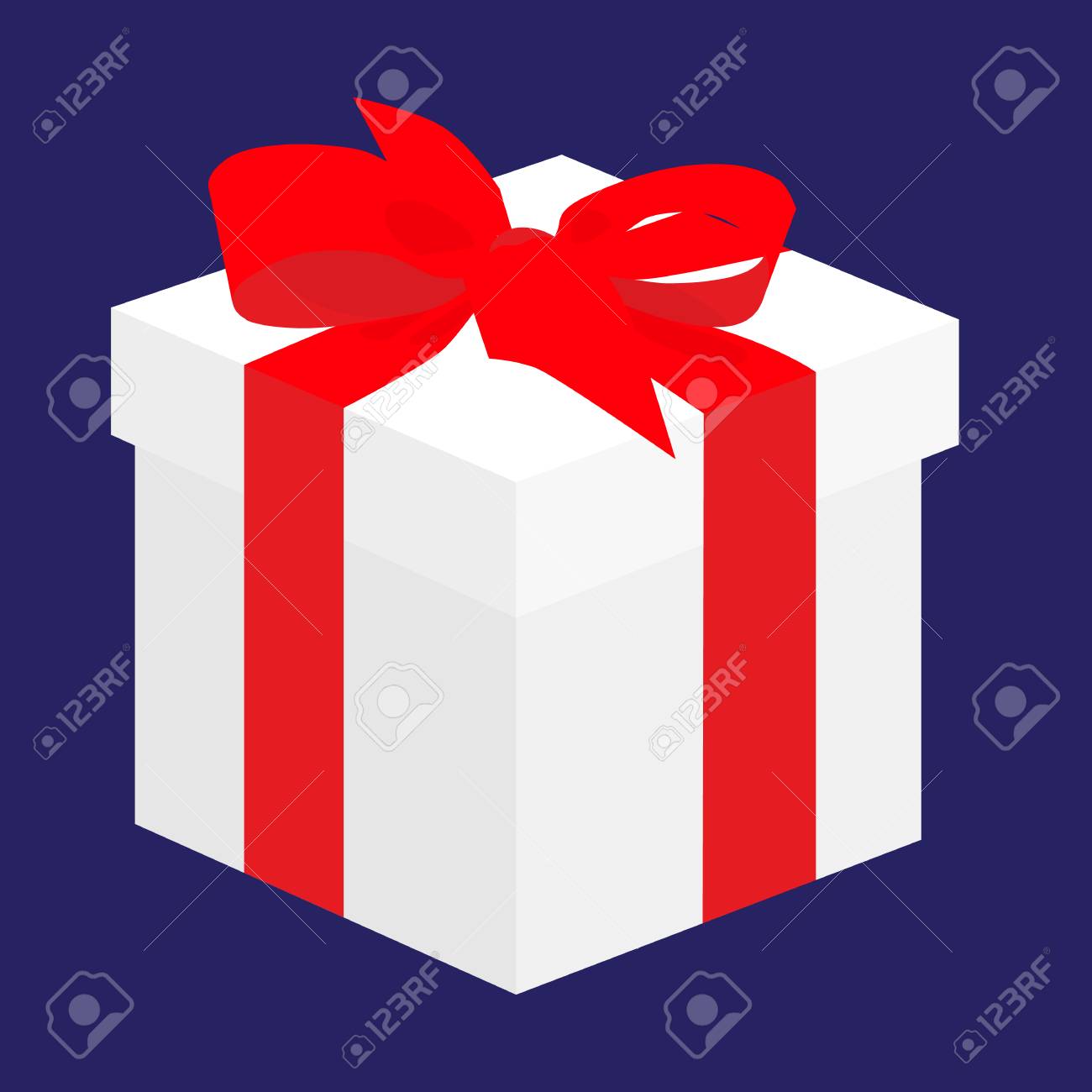 ギフト ボックス クリスマスや誕生日のプレゼント 白い箱と赤いリボン ベクトル図 のイラスト素材 ベクタ Image