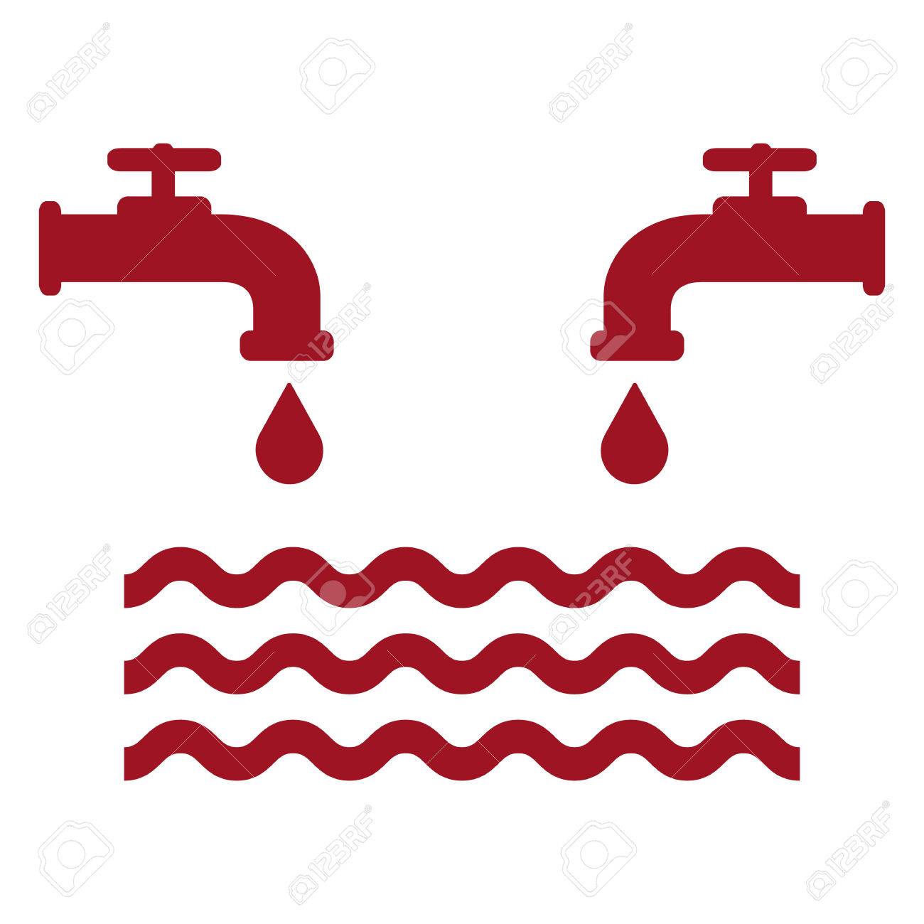 ドロップして 水の波と赤い水の蛇口を開いた フラット アイコン お湯 ベクトルの図 のイラスト素材 ベクタ Image