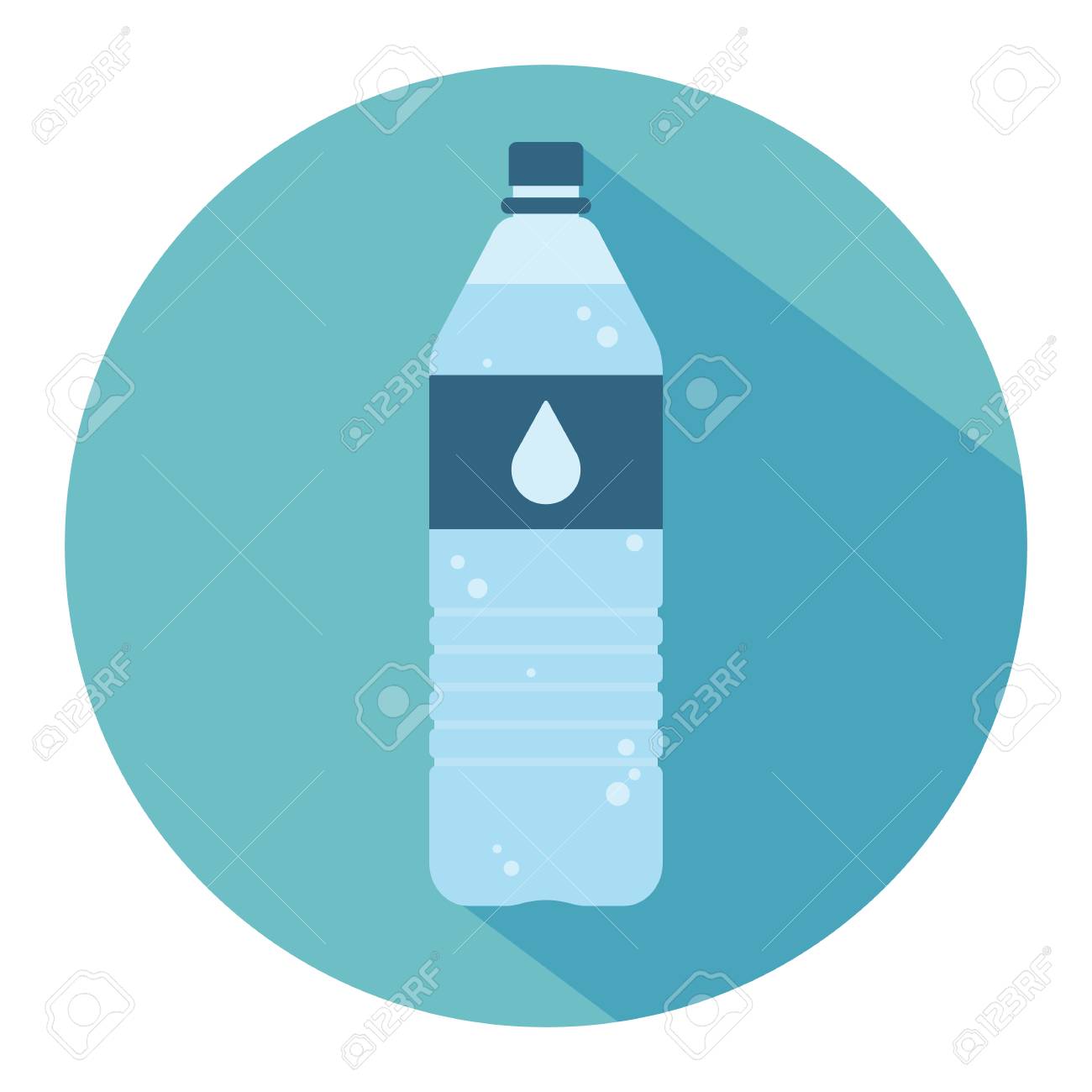 水のペットボトル 水の小さなボトル ラベルにドロップします フラットの Web アイコン ラスター図 の写真素材 画像素材 Image