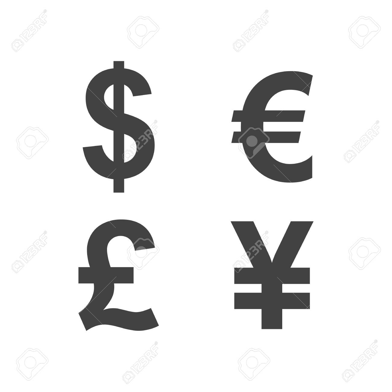 worldwide currency signs flat style icons set vector illustration