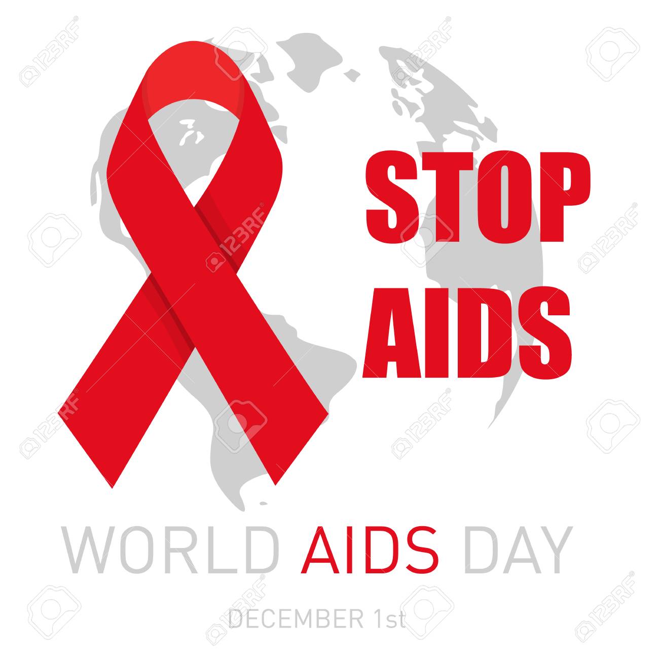 エイズ意識の赤いリボン 第 1 回 12 月世界エイズデー コンセプト ポスター ベクトル図 のイラスト素材 ベクタ Image