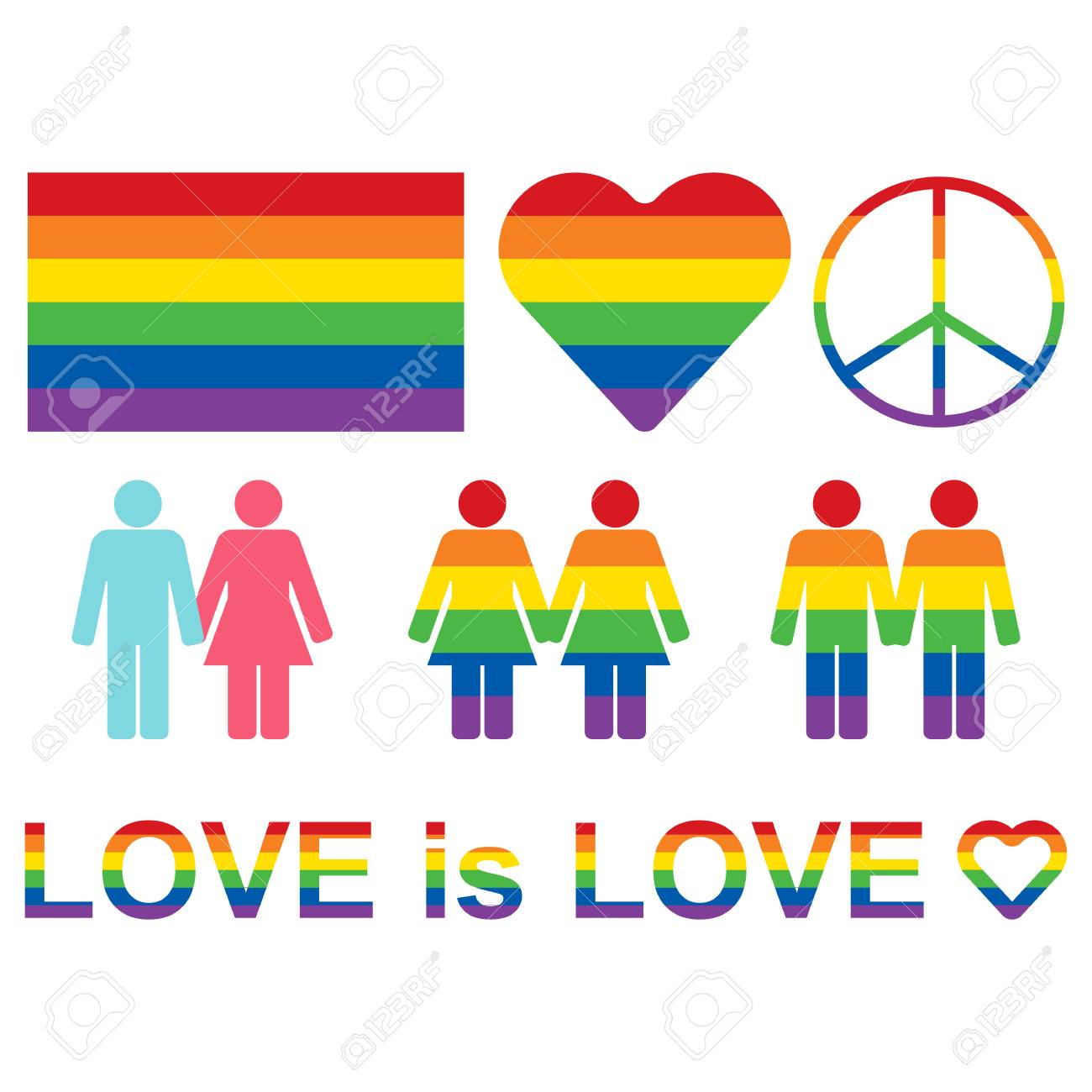 rainbow lgbt rights icons and symbols lgbt figures and heterosexual