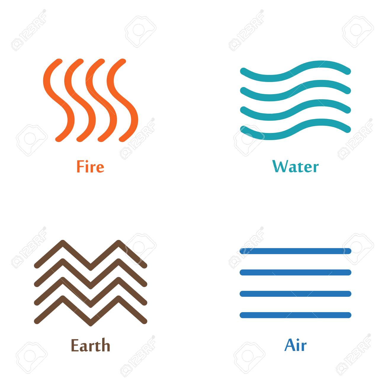 A Vector Illustration Of Four Elements Icons Line Symbols Logo