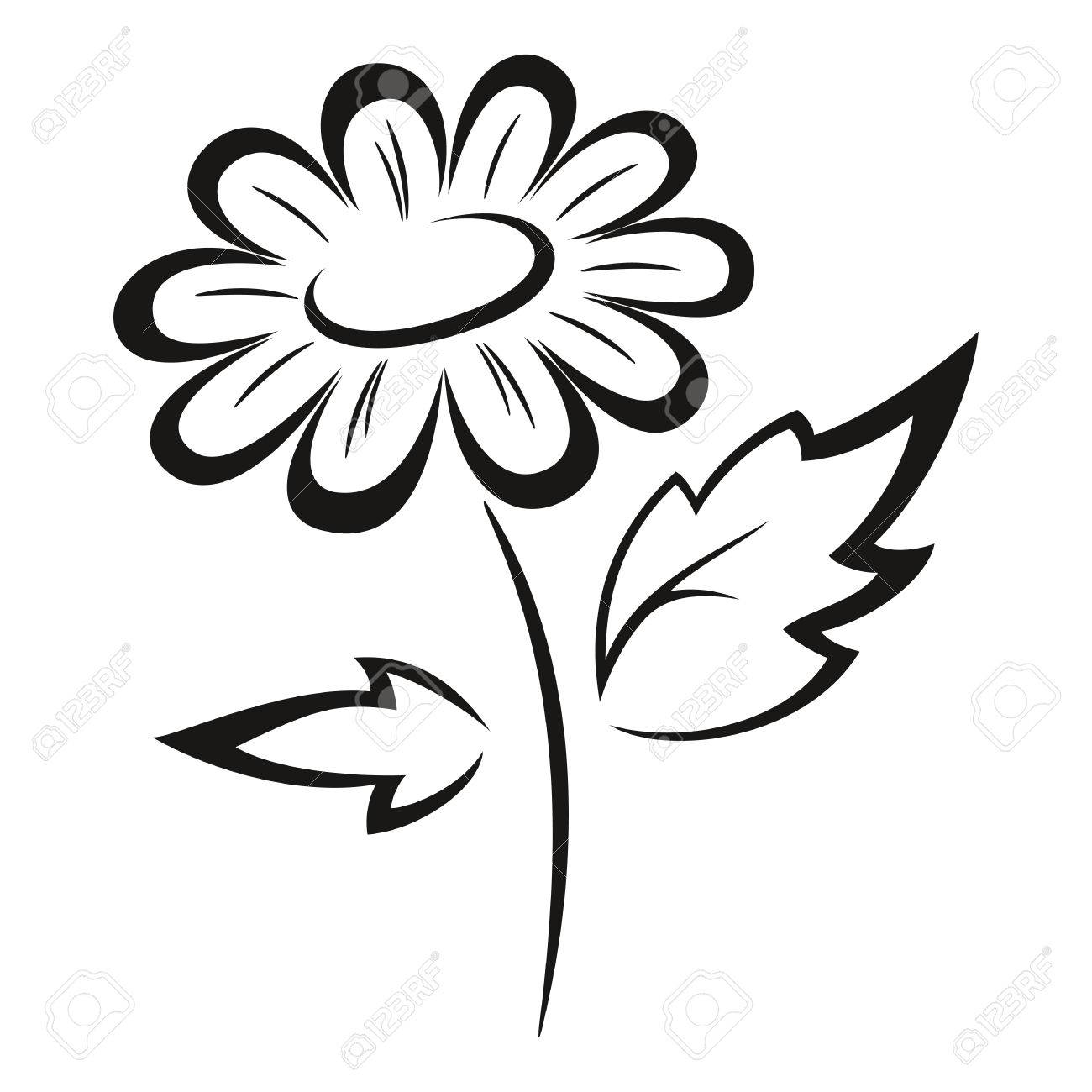 Simbólica De La Flor Blanco Y Negro Negro Del Pictograma Icono Aislado En El Fondo Blanco. Vector Ilustraciones Vectoriales, Clip Art Vectorizado Libre De Derechos. Image 46027526.