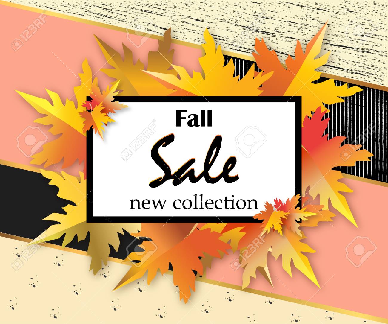 autumn sale flyer template with lettering orange leaves on modern autumn flyer template