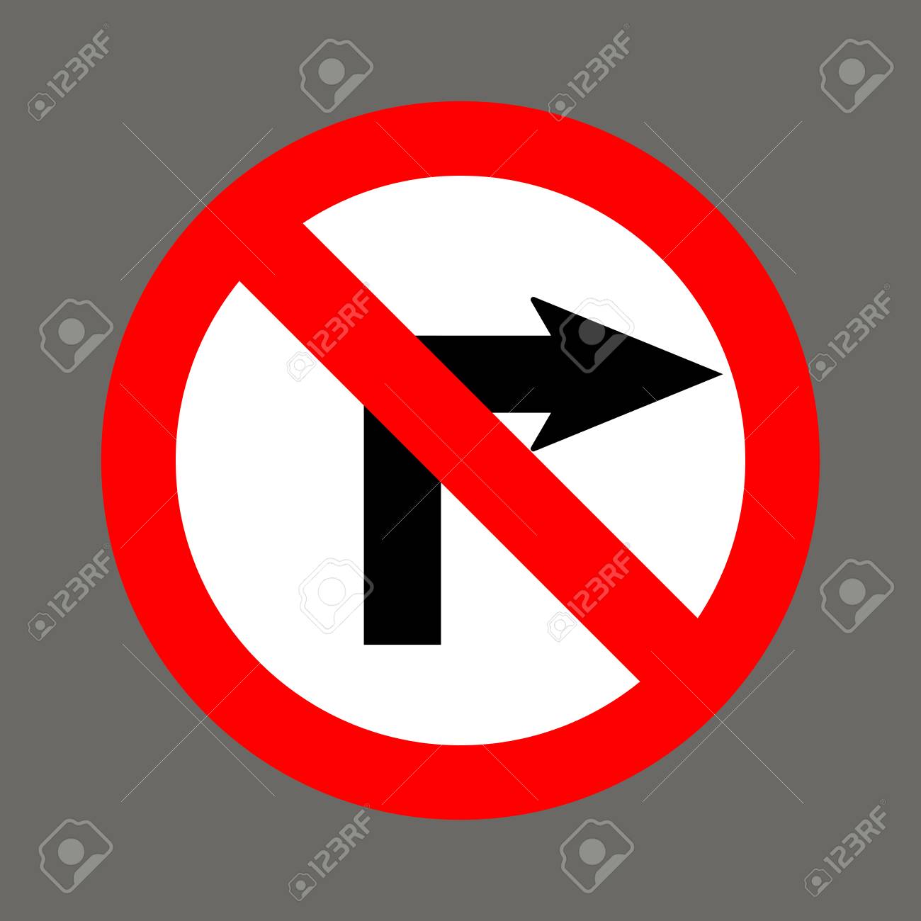 右折禁止 アメリカ合衆国の道路標識 のイラスト素材 ベクタ Image