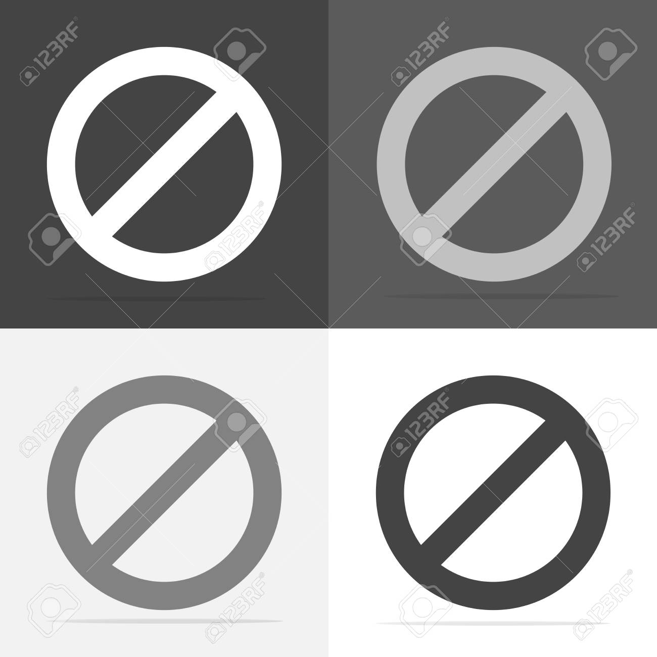 ベクトルアイコン禁止記号 不可能 停止し 禁止標識 白灰色と黒色のベクトルホワイトアイコン のイラスト素材 ベクタ Image