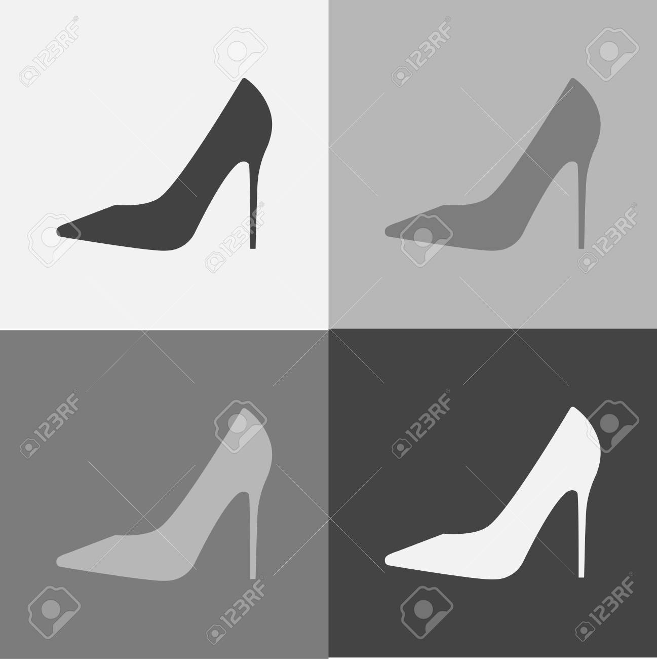 靴のベクトルセットアイコン 灰色の背景に女性のハイヒールの靴のイラスト素材 ベクタ Image 靴のベクトルセットアイコン 灰色の背景に女性のハイヒールの靴のイラスト素材 ベクタ Image