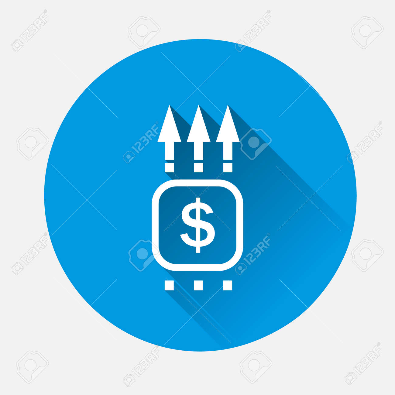 Vector pointer direction icon on blue background. Flat image with long shadow.Layers grouped for easy editing illustration. - 168890784 Vector pointer direction icon on blue background. Flat image with long shadow.Layers grouped for easy editing illustration. - 168890784