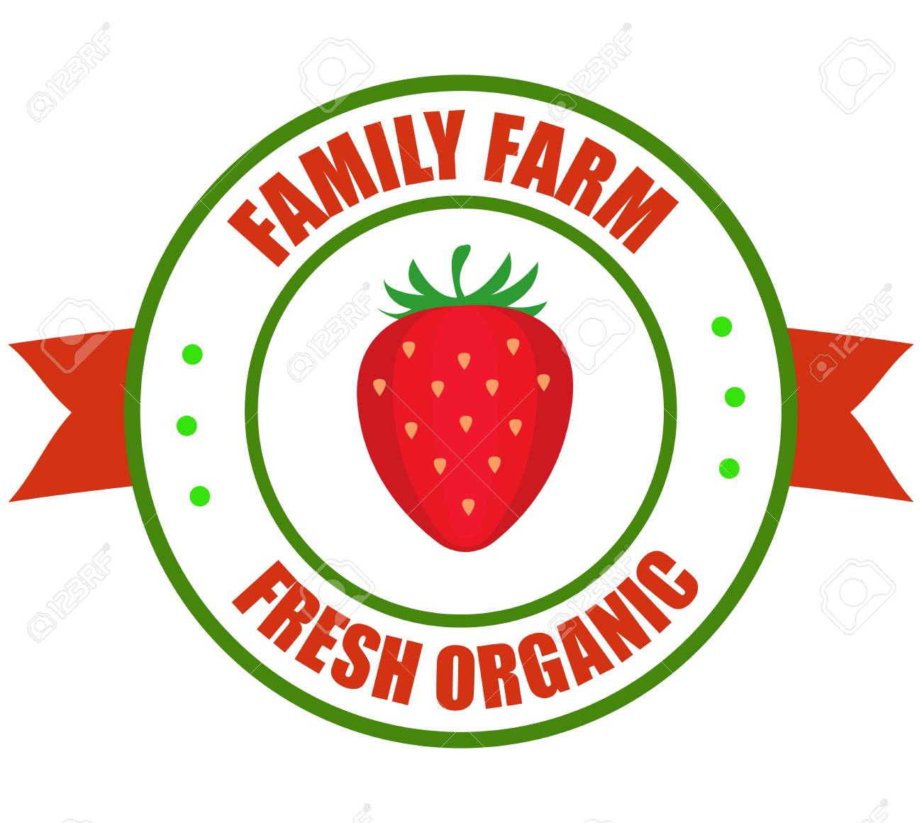 Strawberry Logo Vector Round Label Strawberry Fruit And Berries