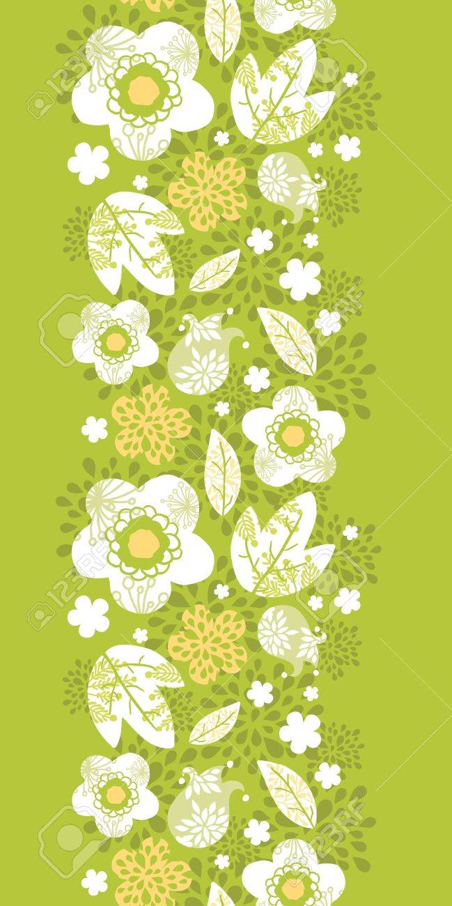 緑の着物花柄垂直シームレス パターン国境 のイラスト素材 ベクタ Image