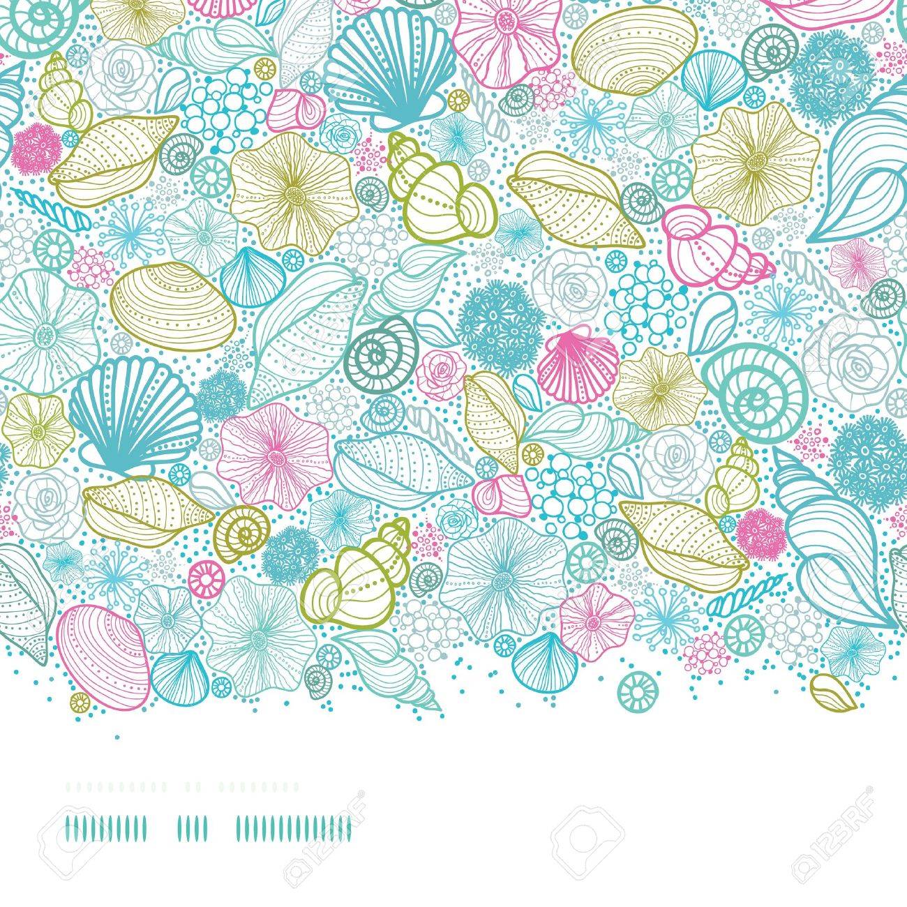 Seashells line art horizontal seamless pattern background - 18410328 Seashells line art horizontal seamless pattern background - 18410328