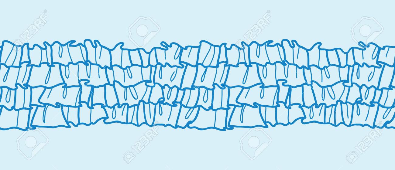 ベクトル青フリル生地テクスチャ水平方向の境界線のシームレスなパターン背景手 Drdwn 要素を持つ の写真素材 画像素材 Image