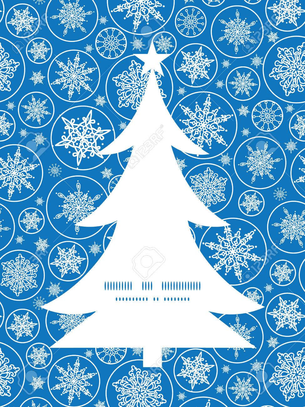 ベクトル落ちてくる雪の結晶クリスマス ツリー シルエット パターン フレーム カード テンプレートのイラスト素材 ベクタ Image