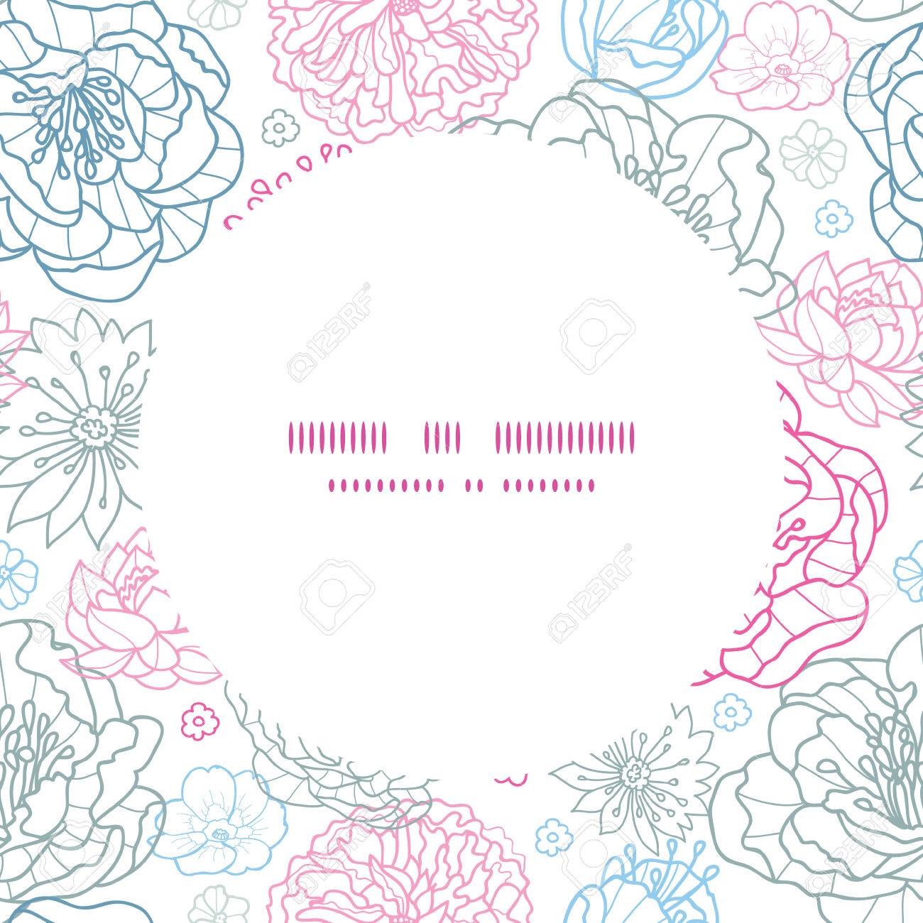 グレーとピンクの線画花柄フレームのシームレスなパターンの背景をベクトルします のイラスト素材 ベクタ Image
