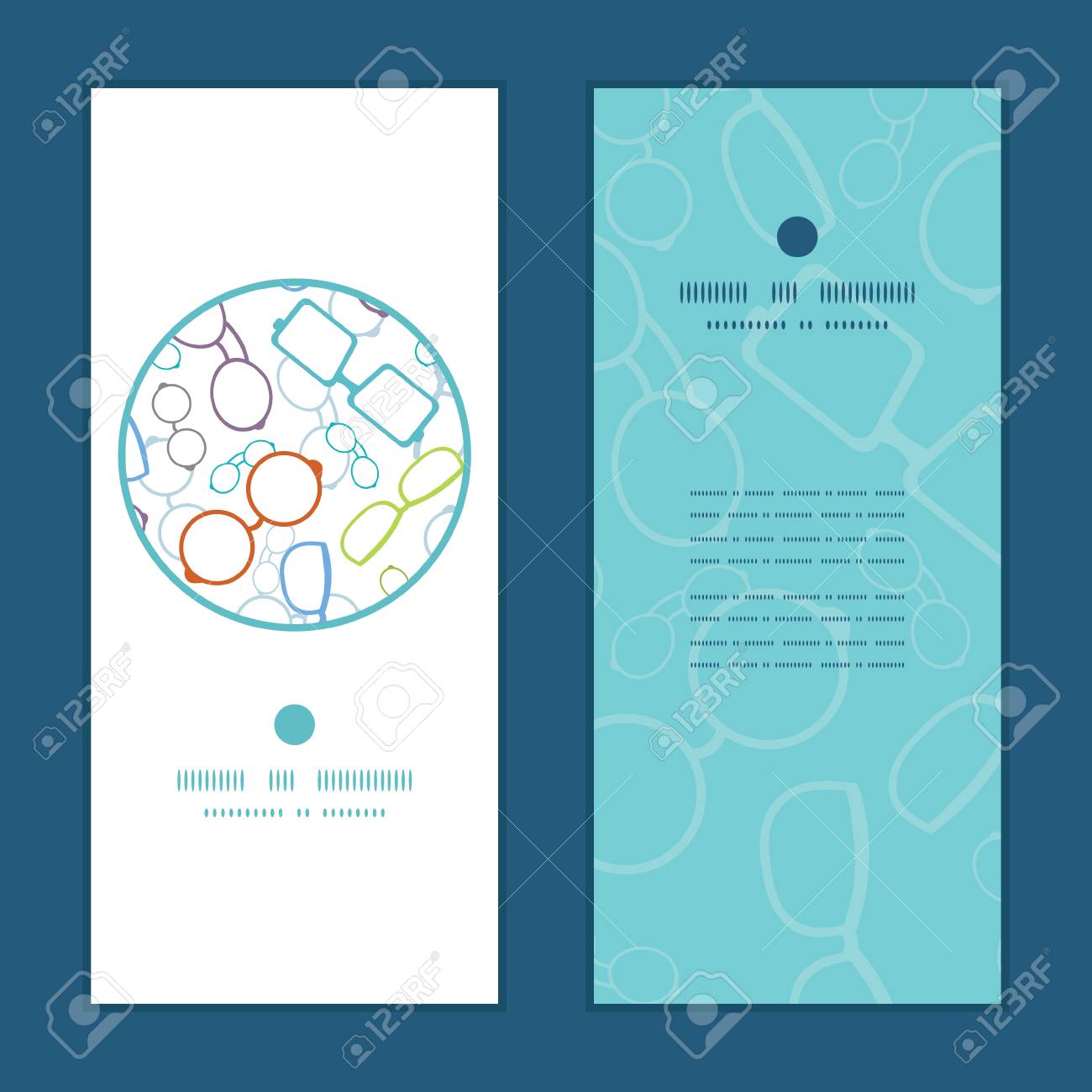 Vector colorful glasses vertical round frame pattern invitation greeting cards set - 35997432 Vector colorful glasses vertical round frame pattern invitation greeting cards set - 35997432