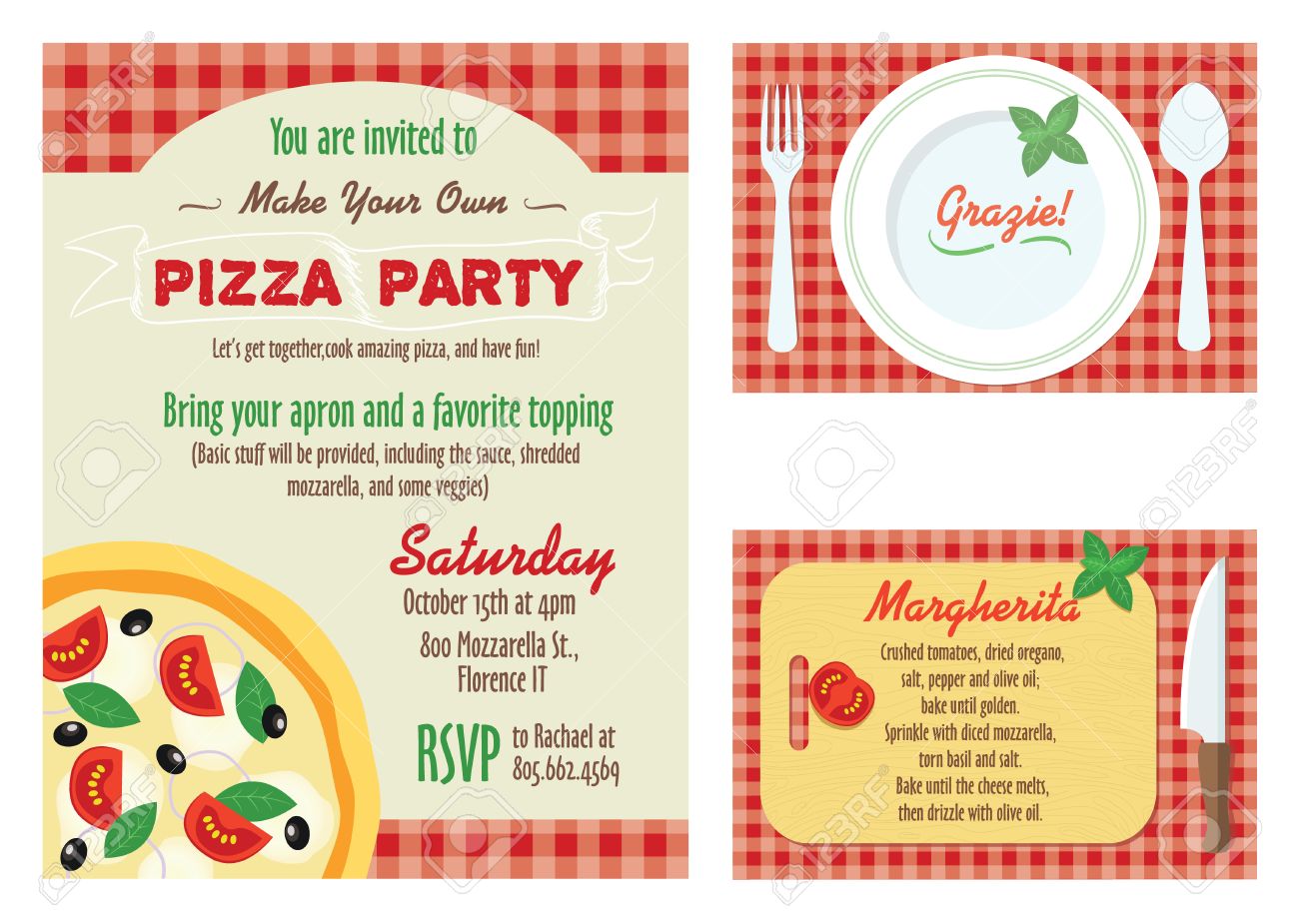 vector make your own pizza party invitation set recipe card make your own recipe cards