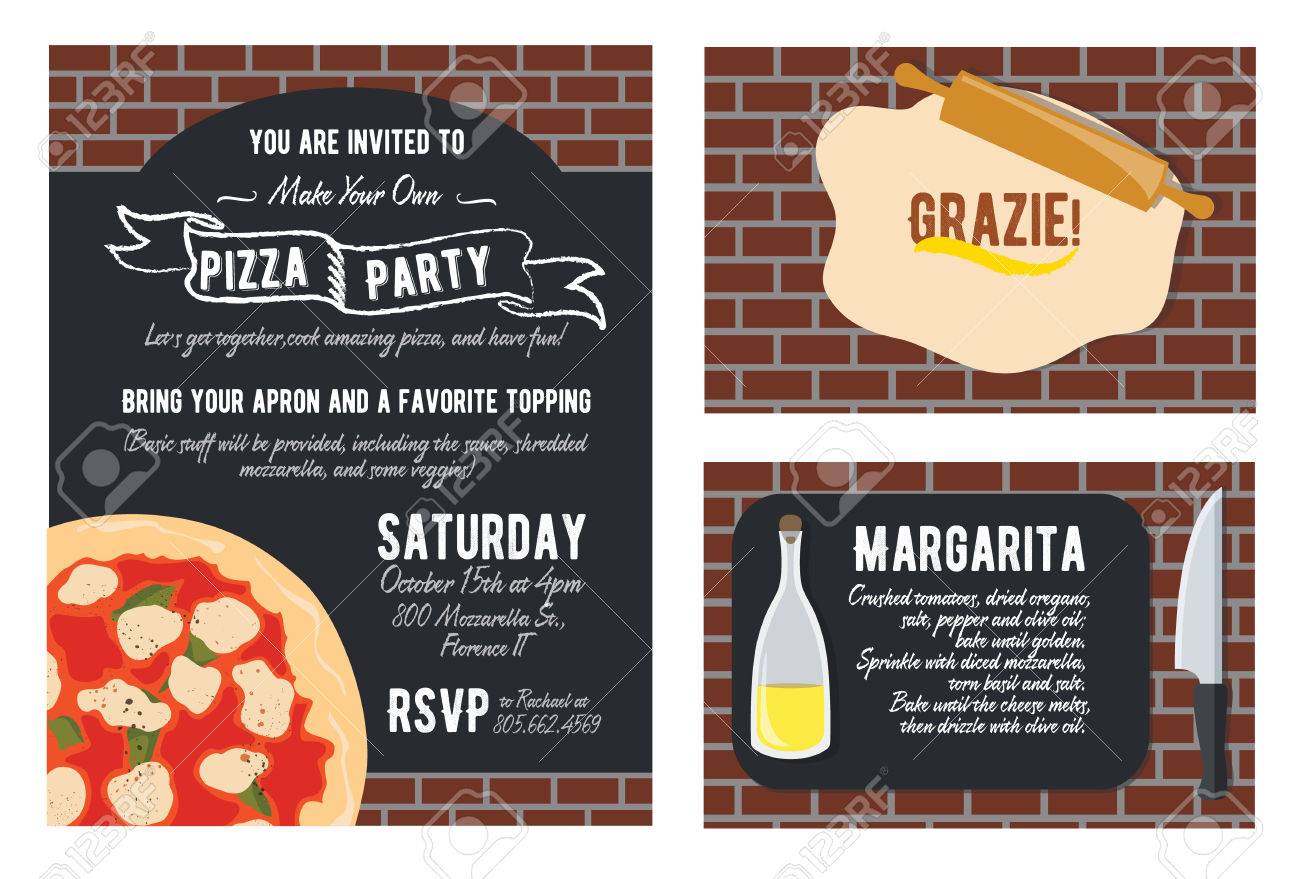 vector fun make your own pizza party invitation set recipe card make your own recipe cards