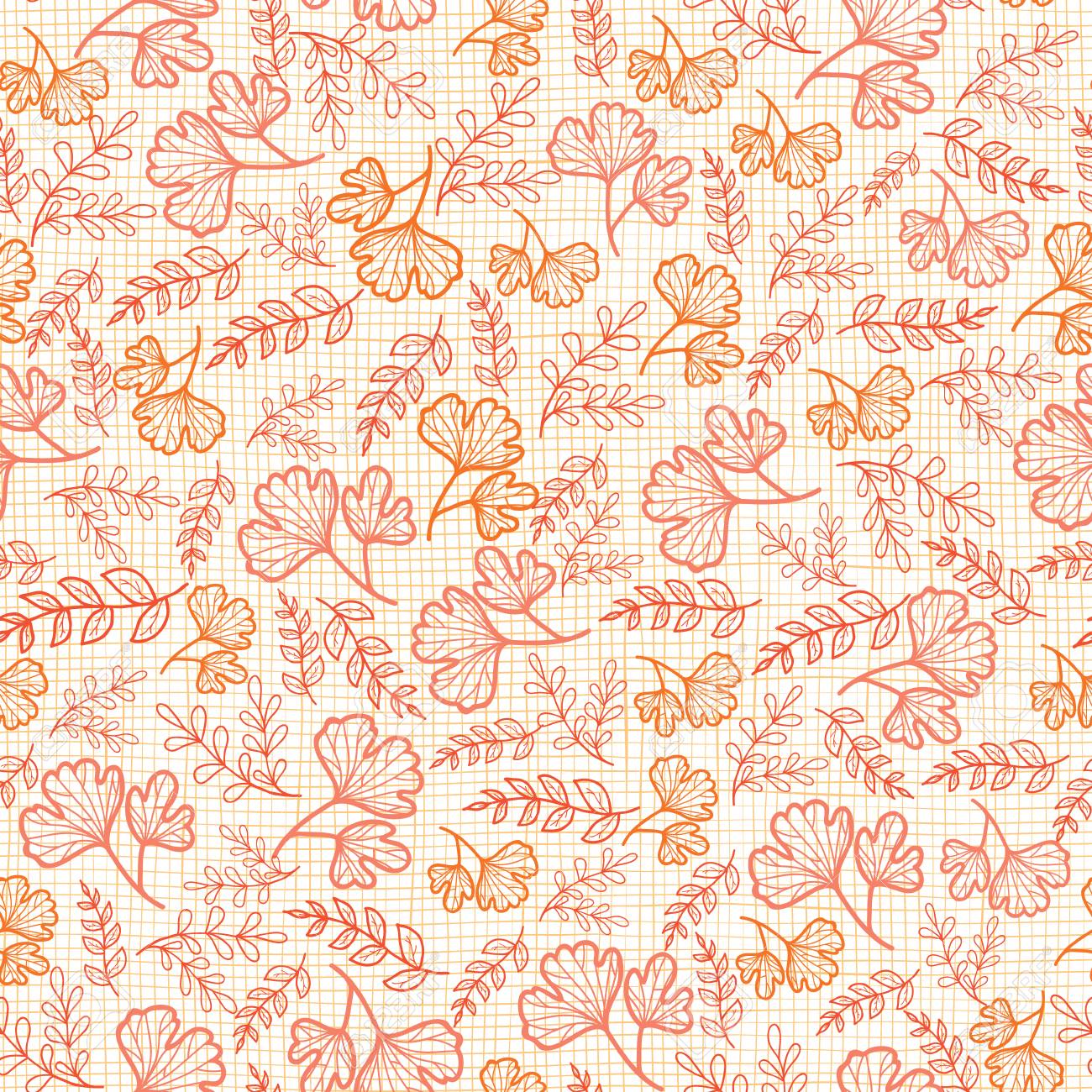 葉をリネンの質感に落とすベクトルシームレスパターン。生地や書籍の 