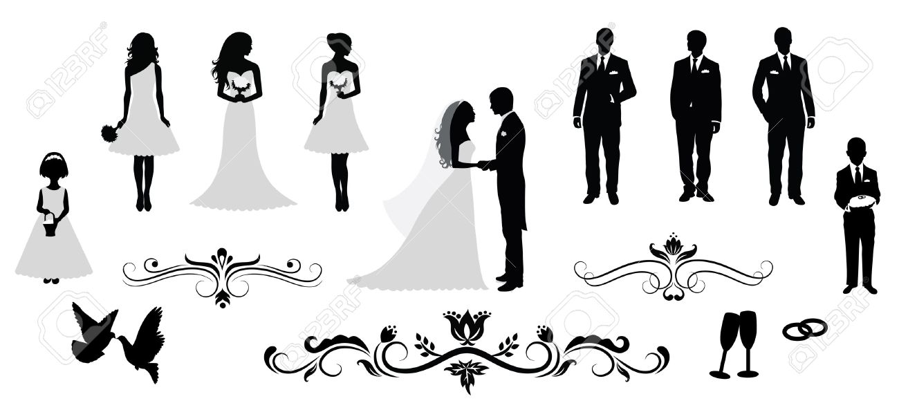 Set Of Vector Wedding Silhouettes Royalty Free Cliparts Vectors And Stock Illustration Image