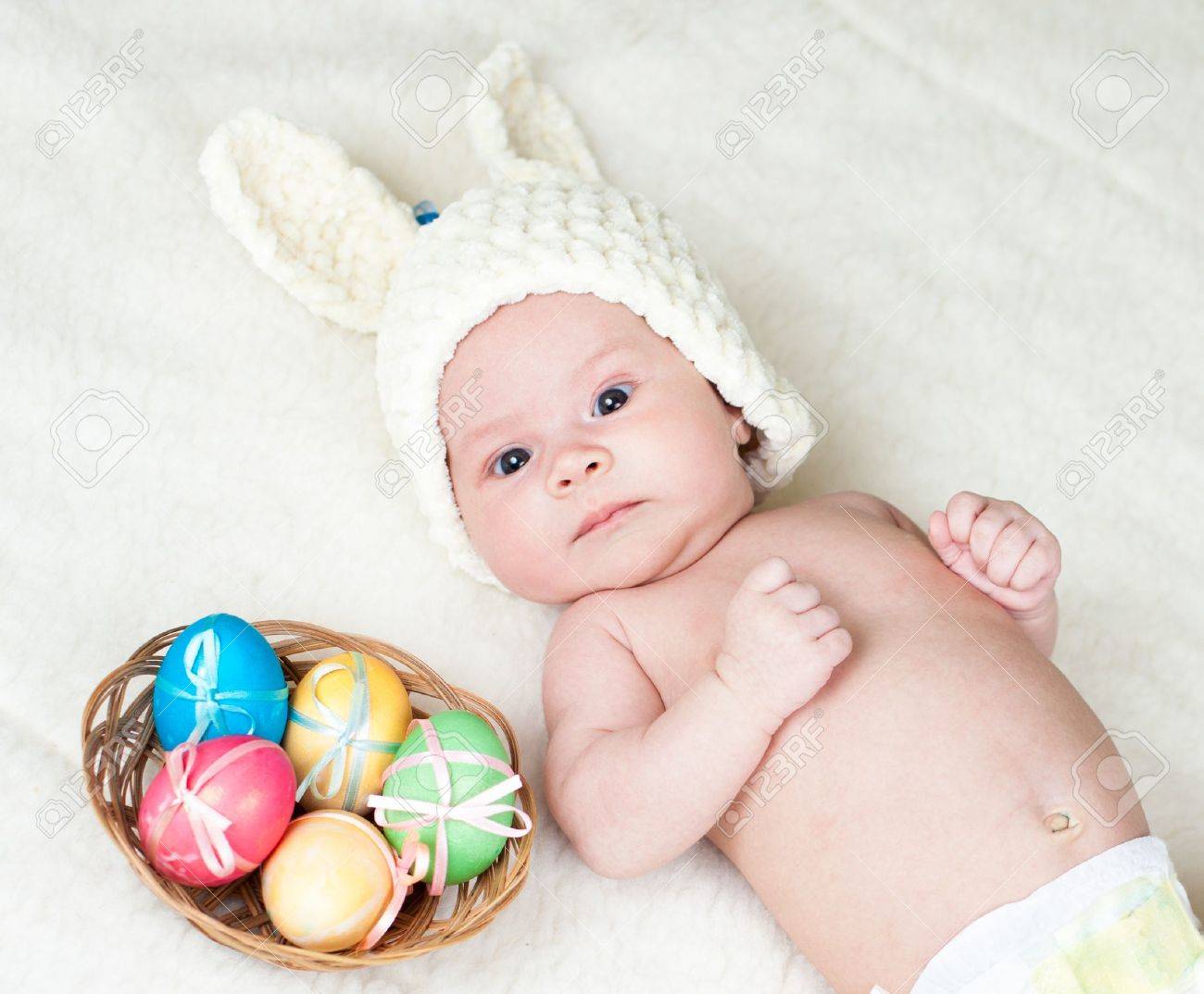 Adorable Baby Dressed In Easter Bunny Cap Stock Photo Picture And Royalty Free Image Image