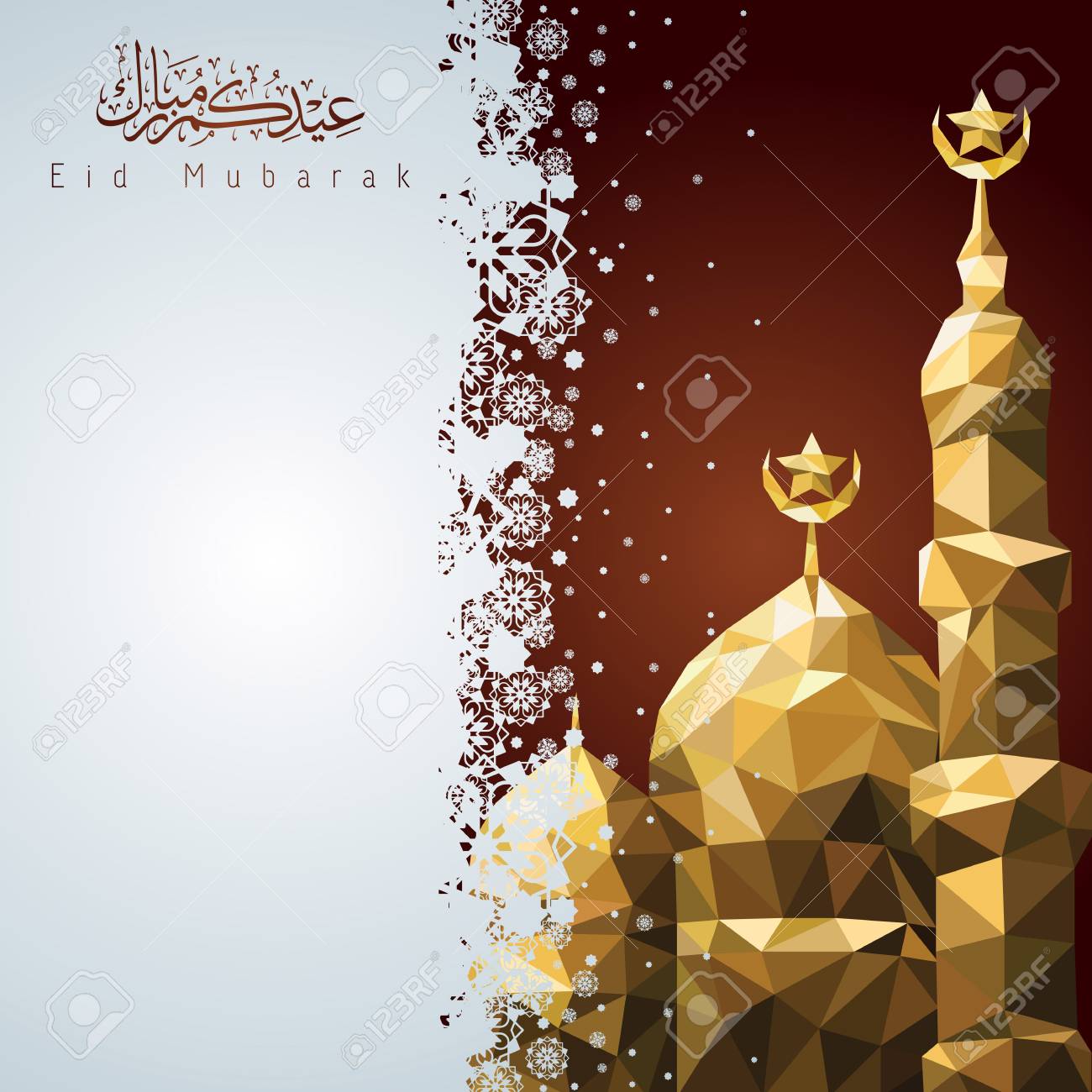 Eid Mubarak Vector Greeting Card Background With Mosque Mosaic Royalty Free Cliparts Vectors And Stock Illustration Image 57000872
