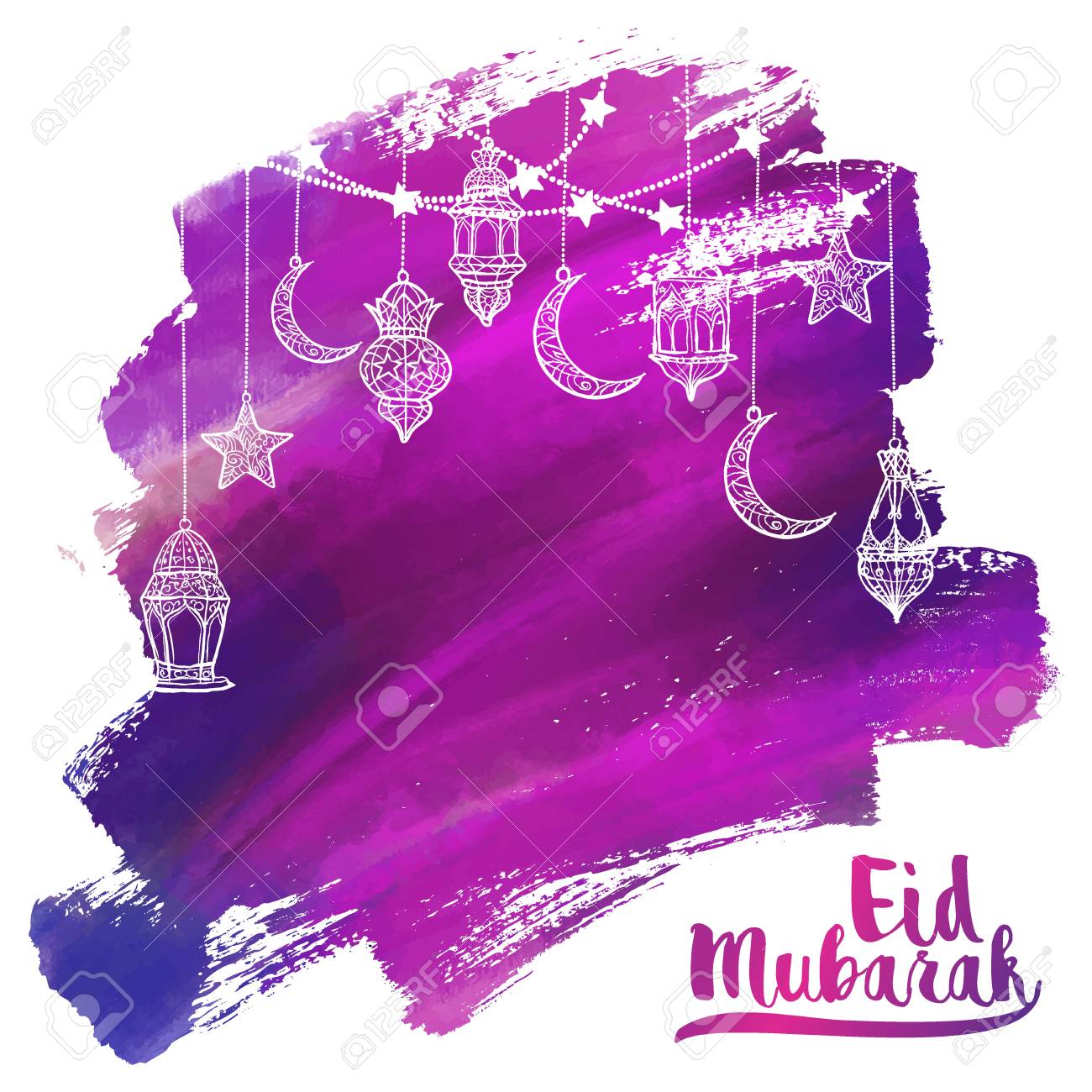 Eid Mubarak Greeting Card - Islamic Vector Acrylic Arabic Lantern Lamp  Illustration For Banner Background Royalty Free SVG, Cliparts, Vectors, And  Stock Illustration. Image 77746122.