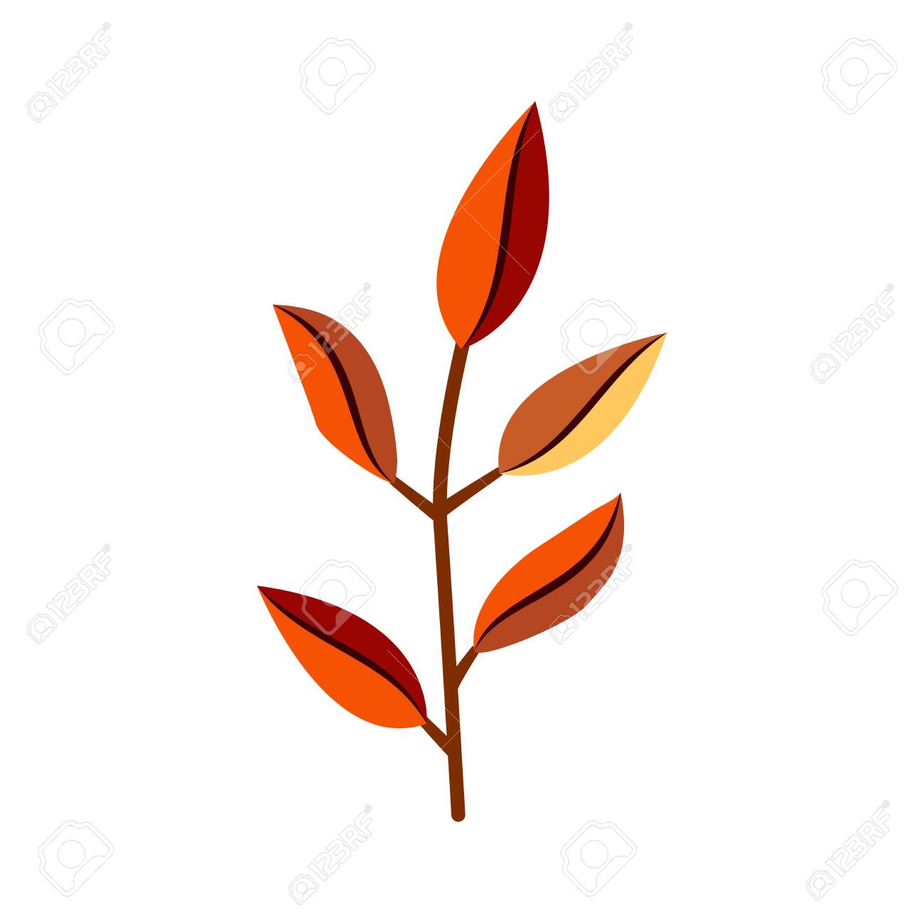 Autumn Sprig With Brown Red And Yellow Leaves Simple Illustration Royalty Free Cliparts Vectors And Stock Illustration Image 134030800