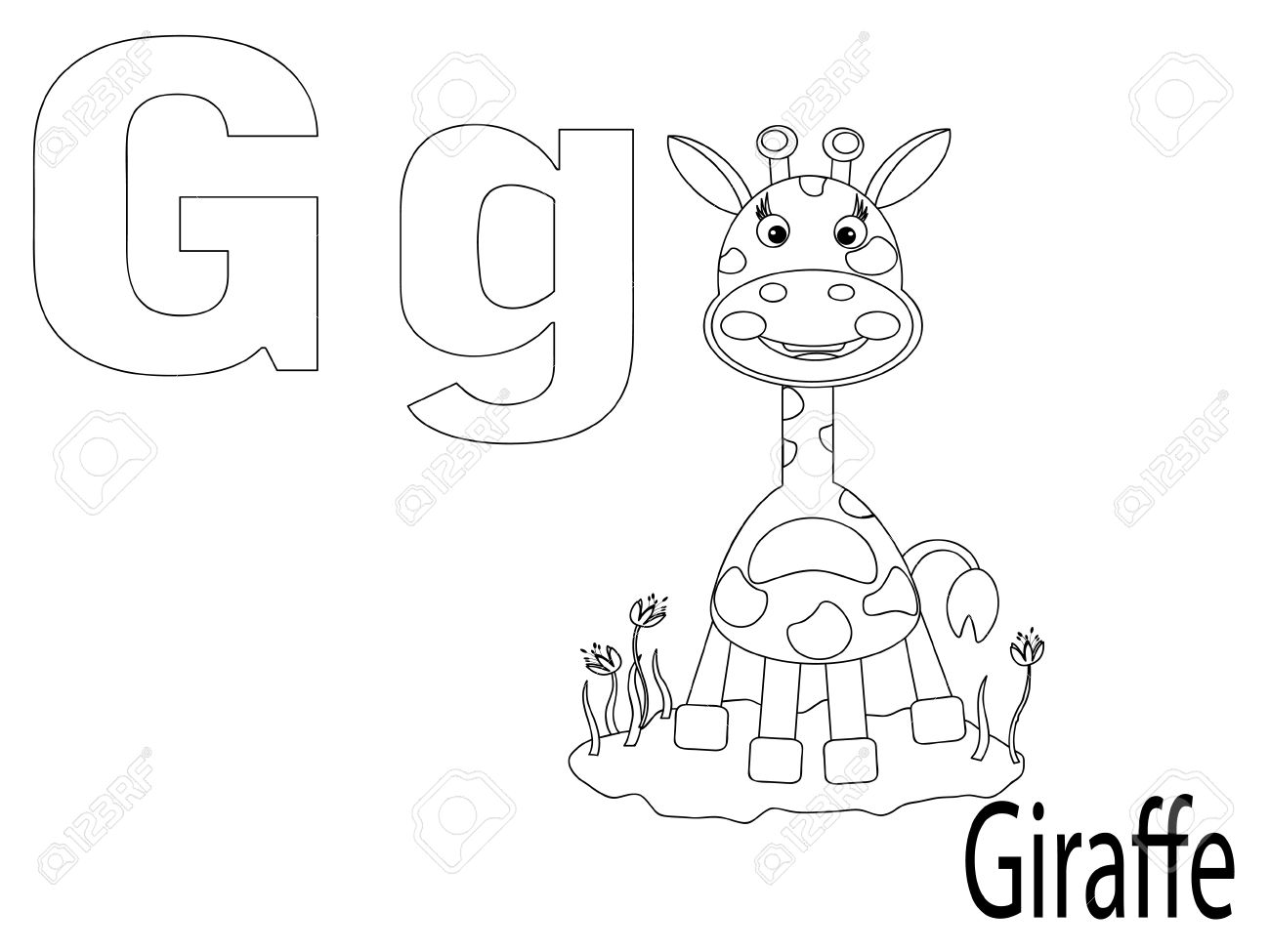 Alphabet   colorier pour les enfants G Banque d images