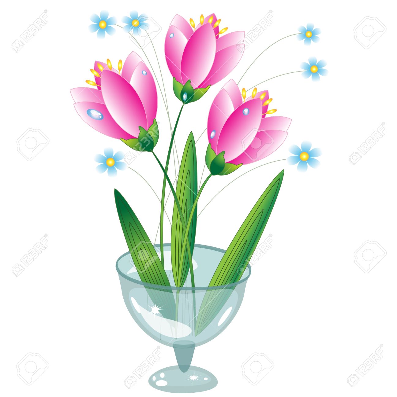 ガラス花瓶の花のイラスト素材 ベクタ Image