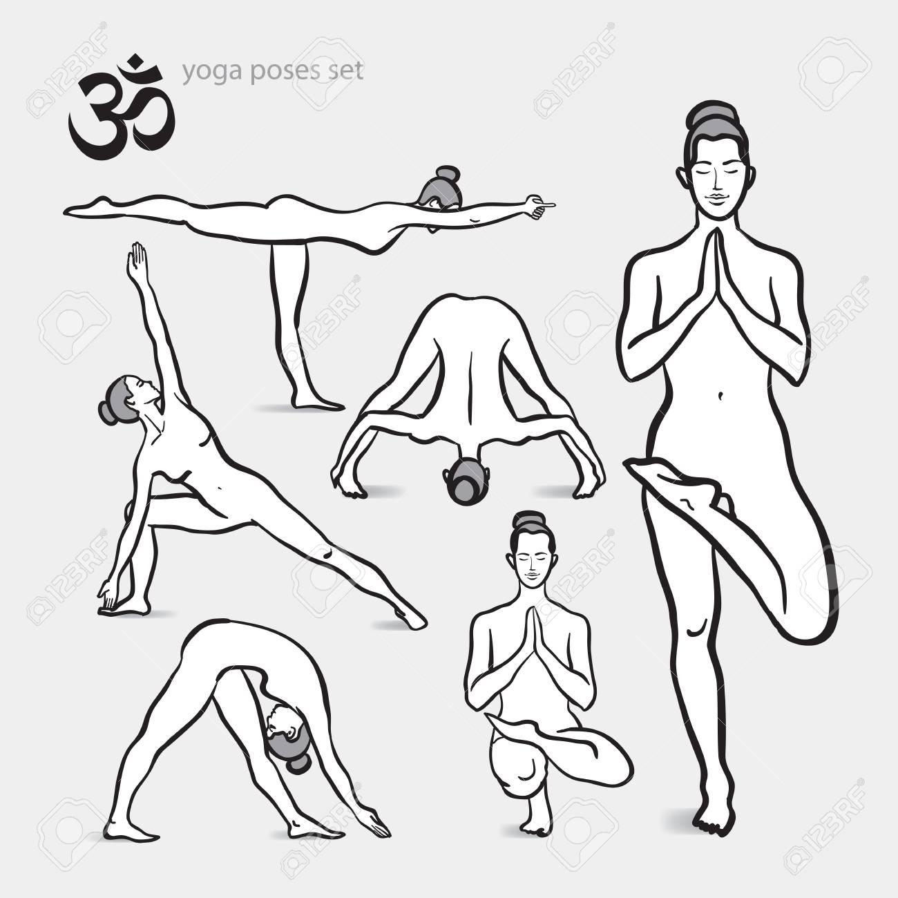 Vector Yoga Asanas Illustration. Healthy Lifestyle. For Print ...