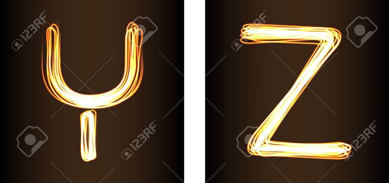 fire show style set of letters u v w and xvector illustration show and tell letter w