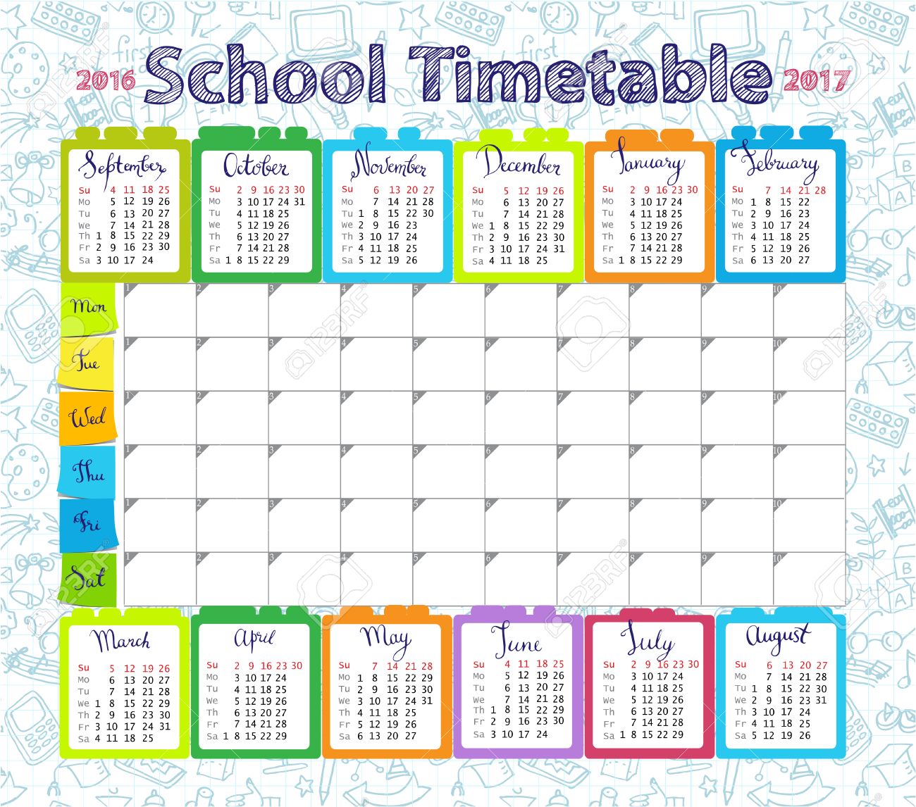 school week calendar