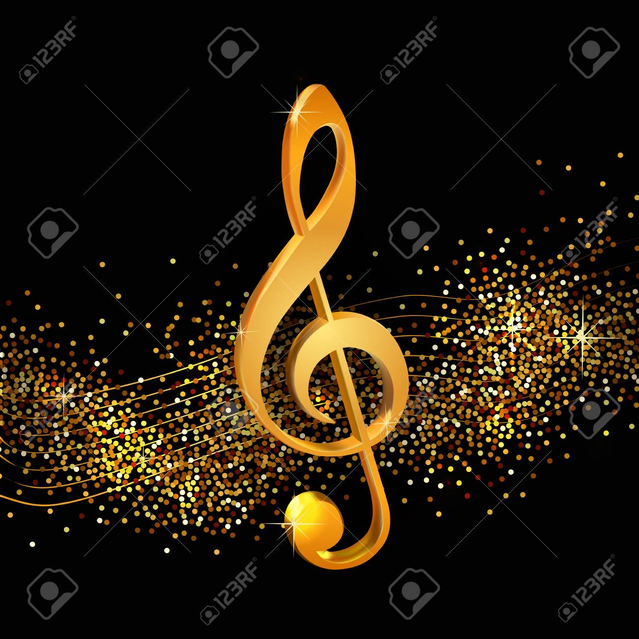 treble clef on shiny background volume golden beautiful treble clef background