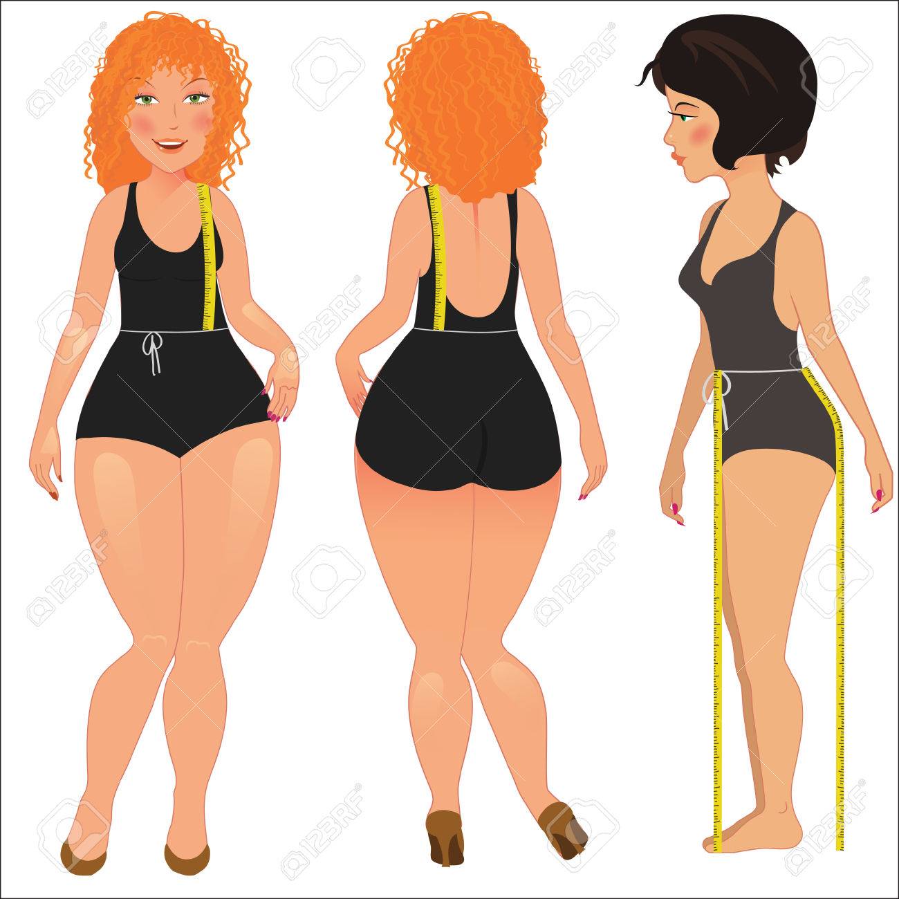 女性の数字の別のセットはアップル 三角形 逆三角形 正方形 砂時計を型します のイラスト素材 ベクタ Image