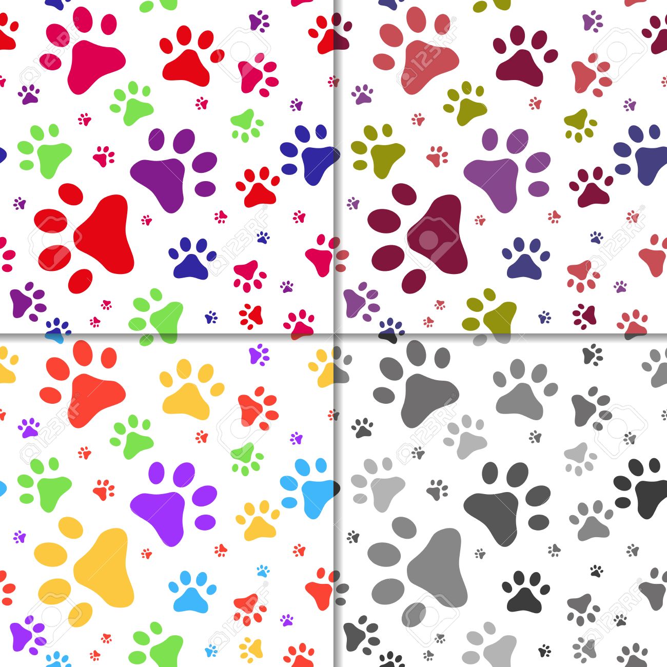 Ensemble Entierement Vectoriel De Motifs Sans Couture Avec Des Empreintes De Chats Differentes Couleurs Clip Art Libres De Droits Vecteurs Et Illustration Image Ensemble Entierement Vectoriel De Motifs Sans Couture Avec Des Empreintes De Chats Differentes Couleurs Clip Art Libres De Droits Vecteurs Et Illustration Image
