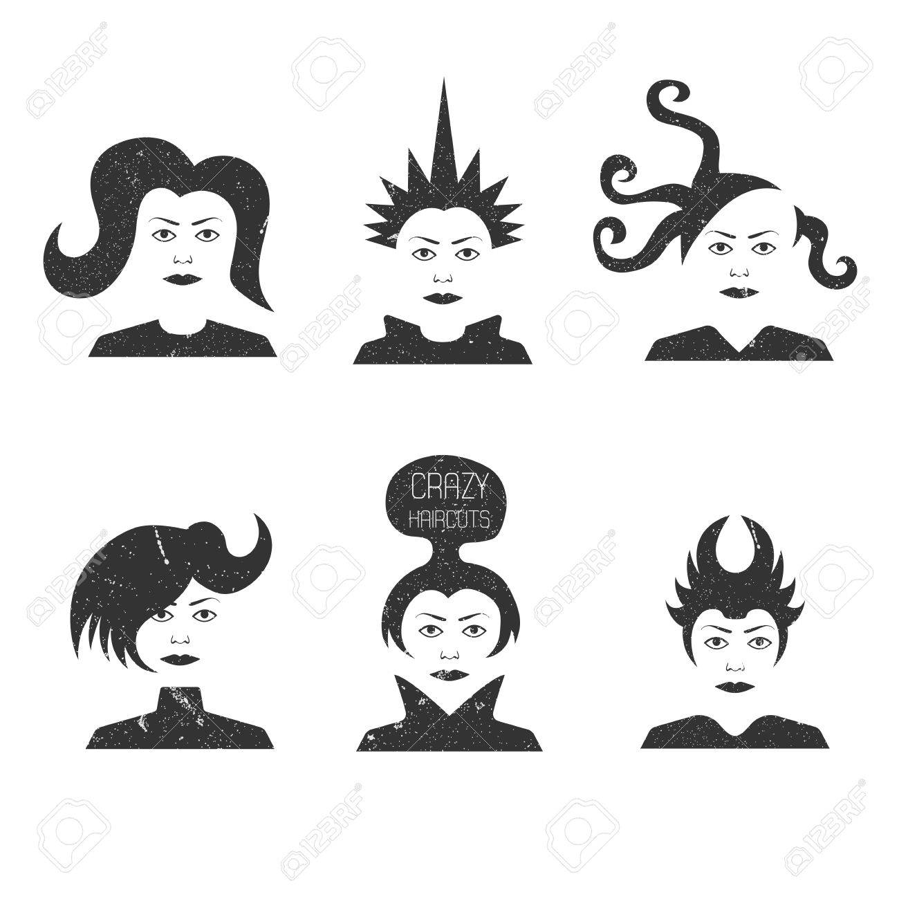 Vector Collection Of Crazy Futuristic Haircuts Images In Grunge
