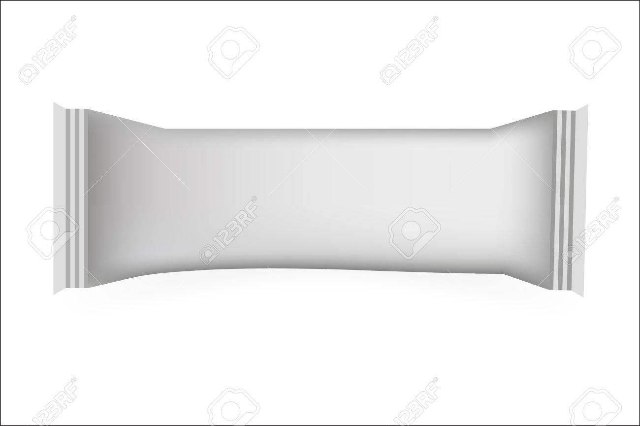 White Blank Food Packaging For Biscuit, Wafer, Crackers, Sweets For Free Blank Candy Bar Wrapper Template