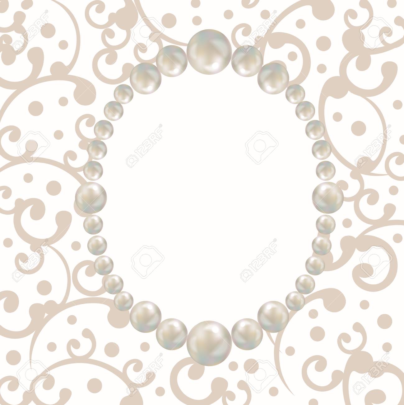pearl frame retro design card template for greeting card