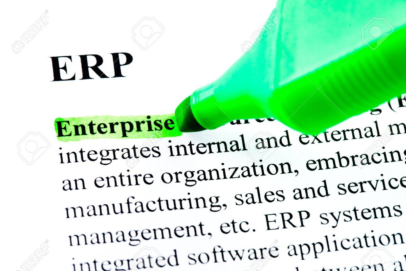 Erp 企業資源計画 緑のマーカーによって強調定義 の写真素材 画像素材 Image