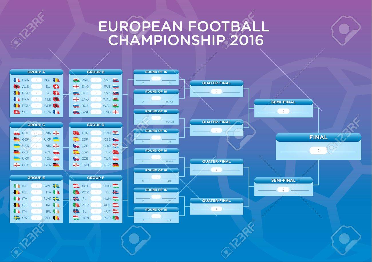Euro 2016 Calendrier Footbal Match Modele Pour Le Web L Impression Les Resultats De Football De Table Drapeaux De Pays Europeens Pret Pour L Impression Clip Art Libres De Droits Vecteurs Et Illustration