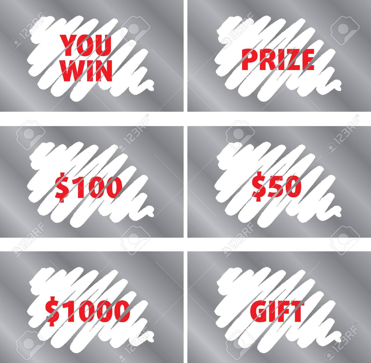 宝くじスクラッチ カード テンプレート セットに分離のイラスト素材 ベクタ Image