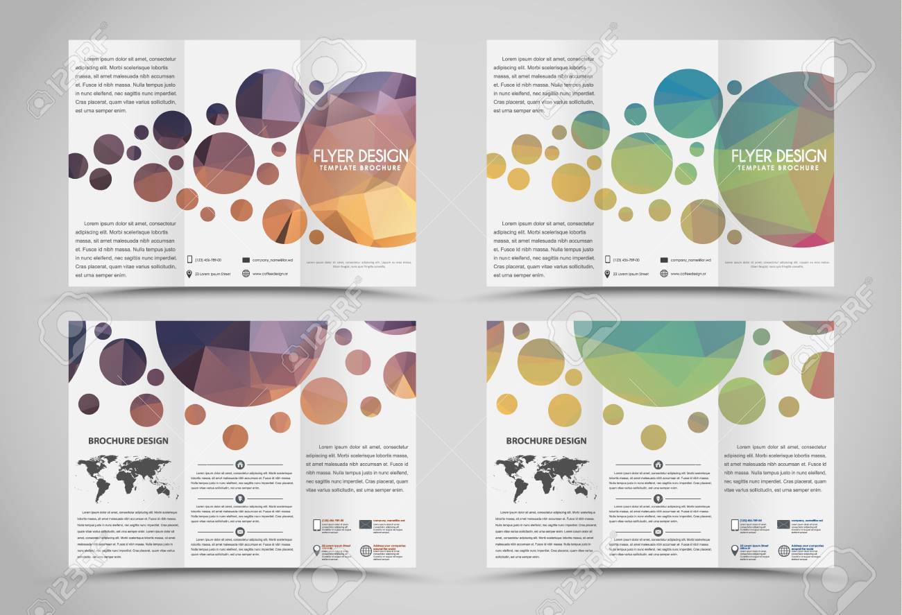 design folding brochures with multi color polygonal elements