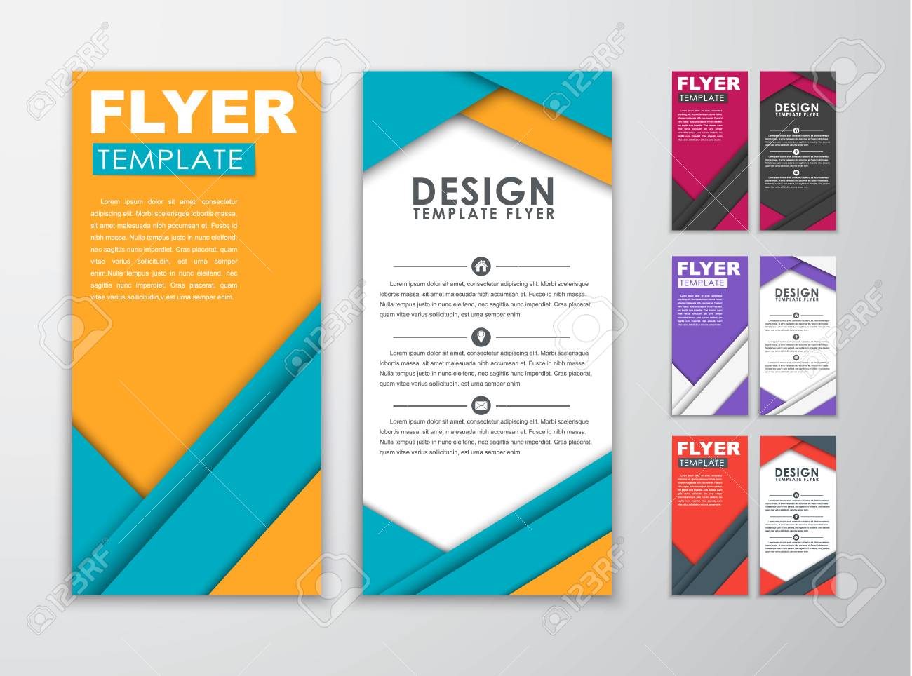 template color flyers in the style of the material design with printing advertising flyers