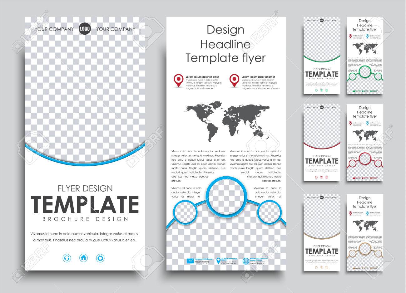 set flyer size 210h99 mm in 4 color options templates 2 pages